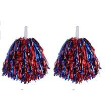 2 件带棍柄的啦啦队绒球，金属箔绒球 20 克，适合团队精神运动、派对、舞蹈、欢呼