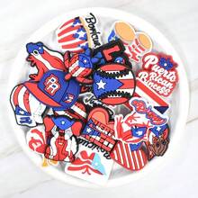 20 件/套波多黎各国旗 PVC 鞋饰，可爱狗青蛙蝴蝶花朵 PR 图案 DIY 鞋配件，适合派对节日礼物
