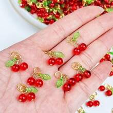 12pcs/Set Fashionable Cute Plastic Cherry Decor, Suitable For DIY Jewelry Making Bracelets, Necklaces, Earrings, Pendants