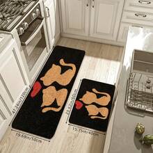 1 件简约可爱猫咪印花门垫，柔软防滑吸水可机洗厨房地毯，舒适抗疲劳地毯，矩形短绒地毯，适用于客厅、卧室、厨房、洗衣房、浴室 - 彩色 - 查看 8