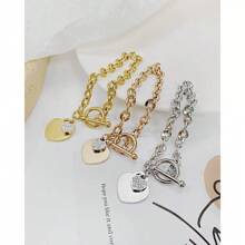 1 pièce Bracelet minimaliste à la mode en acier inoxydable en forme de cœur, convient pour la tenue quotidienne ou les soirées des femmes, excellent cadeau pour les amis