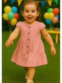 Vestido de niña en color coral en talla 1Y, 2Y, 3Y y 3XY - Rosa coral - Ver 1