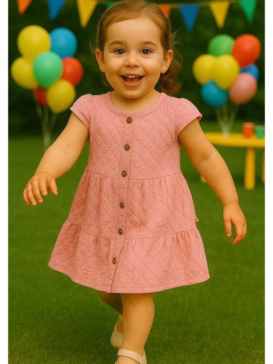 Vestido de niña en color coral en talla 1Y, 2Y, 3Y y 3XY - Rosa coral - Ver 1