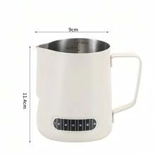 1 Pieza Jarra espumadora de café y leche, taza para espuma de leche, de acero inoxidable 304, con pantalla de temperatura, escala interna precisa, tanque de ordeño de boca puntiaguda, control preciso del caudal de la espuma de leche, sensación cómoda, olla para espuma de leche, utensilios para espresso, de alta calidad exquisita, duradera, accesorios profesionales para café en el hogar, la oficina y la cafetería 350/600ml Vuelta al colegio