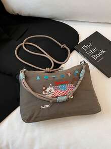 Bolso de hombro de mujer con estampado animal de tela compuesta, versátil y de moda lujosa