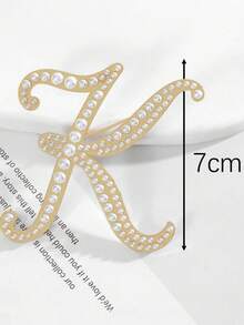 1 件简约风格 26 个英文字母珍珠女士胸针，女友礼物 - 彩色 - 查看 2