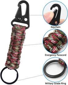 5 llaveros de paracaídas, mosquetón, llavero trenzado con clip para colgar llaves o linterna, para acampar al aire última intervensión, mochila de pesca, para hombres y mujeres, Negro, verde militar, azul, naranja, camuflaje, 5.43 pulgadas x 1.18in : Deportes y Aire Libre - 1 - Ver 5
