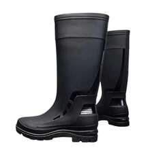 Bota Hombre Alta Para Lluvia Impermeable Industrial Trabajo Jardinería Agricultura Lava Autos Suela Antideslizante Resistente Líquidos Detalles Brillosos Protectoras - Negro - Ver 5
