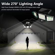 2 Packs  Solar Outdoor Lights 2500LM 210 LED Security Lights With Remote Control, IP65 Waterproof,3 Heads Motion Sensor Lights,270° Wide Angle Flood Wall Lights With 3 Modes,For Patio Garage Yard Entryways - 2 CÁI - Xem 9
