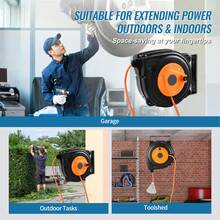 Retractable Extension Cord Reel, 30 FT, Heavy Duty 16AWG/3C SJTOW Power Cord, With Lighted Triple Tap Outlet 10 Amp Circuit Breaker, For Ceiling Or Wall Mount Garage And Shop, ETL Listed - US A Type Plug(110-127V) - View 6
