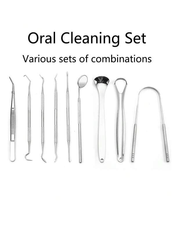 Stainless Steel Tongue Scraper, Cleaner Set With U-Shaped Tongue Scraper For Oral Care
