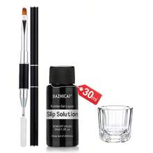 30毫升美甲凝胶滑液，适用于美甲凝胶，防粘连延长胶，套装包含双头刷和玻璃杯，轻松DIY美甲凝胶艺术 - 無色 - 查看 9