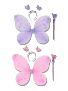3 Stücke Festivalparty Zubehör, Schmetterling Prinzessin Themen Partyzubehör, Schmetterlingsflügel Fee Stab, Cosplay Bühnenauftritte, Flügel, Fee Stab, Tüllrock Accessoires, Foto Atmosphäre Gestaltungsutensilien, sehr geeignet für Feiertage, Geburtstagsfeiern sind die besten Kostüme zum Verschenken an Familie, Freunde und Geliebte.