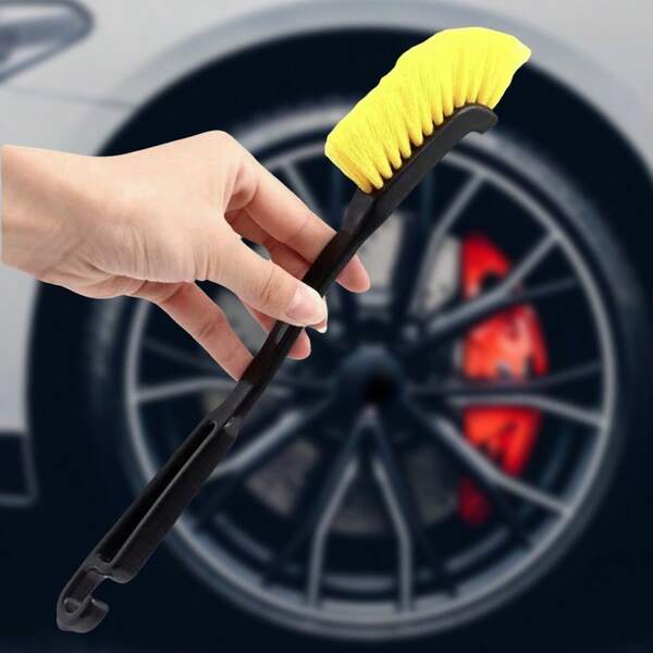 Escova para rodas e pneus de carro, escova para limpeza de bordas, escova para lavar rodas de caminhão e SUV, escova para limpeza de detalhes, cabo de plástico, ferramenta para lavagem e limpeza de carros