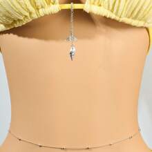 2 Stücke Körperkette für Damen, Bikini-Kette & ovale perlenbesetzte Taillenkette, vielseitige Anhänger Bikini-Kette, Halter-BH-Kette, sexy Boho Strand Bikini
