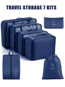 7/9件套/1 旅行收纳袋，旅行配件旅行必需品沙滩行李箱手提箱化妆包旅行包收纳袋行李套装沙滩包手提包大学必需品 - 彩色 - 查看 12
