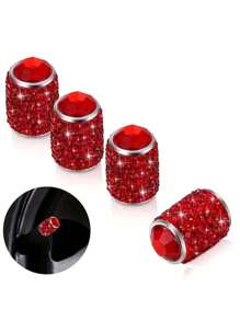 4pcs/Set Sparkling Tire Valve Caps, Handmade Crystal Tire Caps, Universal Car Tire Valve Caps With Shiny Rhinestones For Cars, SUVs, Motorcycles, Bicycles, Trucks