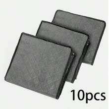 3pcs/1pc/10pcs Non-Woven Fabric Storage Box, Foldable Storage Bag, Dustproof, Safety Zipper Closure, Portable With Side Handle