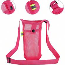 Poche en maille pour bouteille d'eau et téléphone portable. Sac de rangement portable pour tasse d'eau. Porte-bouteille d'eau avec sangle d'épaule réglable - Parfait pour la plage, l'extérieur, le sport, la randonnée, l'escalade, les accessoires de camping. Sacs essentiels de voyage, sacs de plage, sacs fourre-tout, sacs de maquillage, sacs de voyage d'été