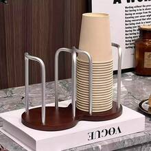 1pc Bamboo Wood Paper Cup Holder, Paper Cup Dispenser, Multipurpose Cup Rack, Home Kitchen Supplies, For Coffee & Tea Cups - Ideal For Household & Commercial Use!