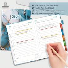 Sailingvan 1 本日记本 2026 年每日一页 A5，从 2026 年 1 月到 2026 年 12 月，带月视图的预约簿，带松紧带封口，笔环，彩色标签，内袋，A5（5.7 英寸 X 8.3 英寸）