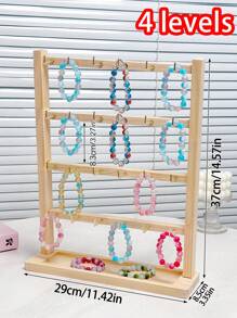 1pc Multi-Hook Wooden Jewelry Organizer Rack, 2/3/4 Tiers Jewelry Display Stand, Elegant Multi-Layer Hanging Rack For Necklaces, Hair Ties, Bracelets, Earrings And Other Accessories, Multi-Function Key Holder Hooks For Women Storage Organizer Travel Essentials Father Gift