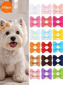 随机宠物蝴蝶结发夹和发带，可爱又不伤人，适合猫狗装饰 - 彩色 - 查看 16