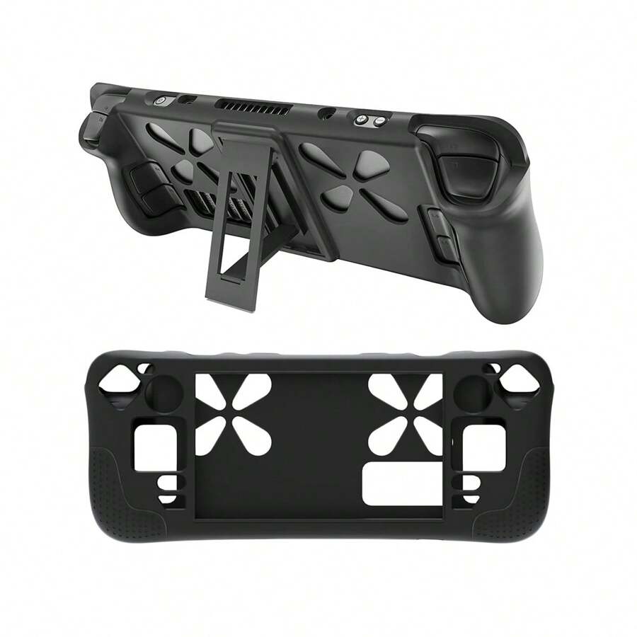 1 set d'étui en silicone pour Steam Deck avec 2 capuchons de joystick, design incurvé, nervures amortissantes à l'intérieur, antichoc, résistant aux rayures, antidérapant, résistant à la transpiration