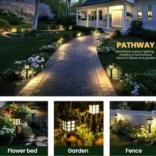 ⚡️ WIRE-FREE SOLAR LIGHTS ⚡️ 6/12 WATERPROOF YARD LIGHTS|AUTOMATIC LIGHT UP AND DOWN|10 HOURS OF ROMANTIC AMBIENCE|GARDEN LAWN PATIO GODS|DURABLE UPGRADE MODELS. - màu đen - Xem 2