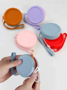 Bolsa de mano portátil de silicona de color caramelo, para llevar auriculares, unidades USB, pequeños artículos diarios, llaves, monedas y talla grande cuando sales