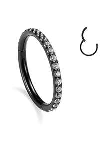 1 pieza Aro de nariz/oreja de acero inoxidable de primera calidad con piedra de circonia, bisel angular sin costura, adecuado para uso diario de hombres y mujeres