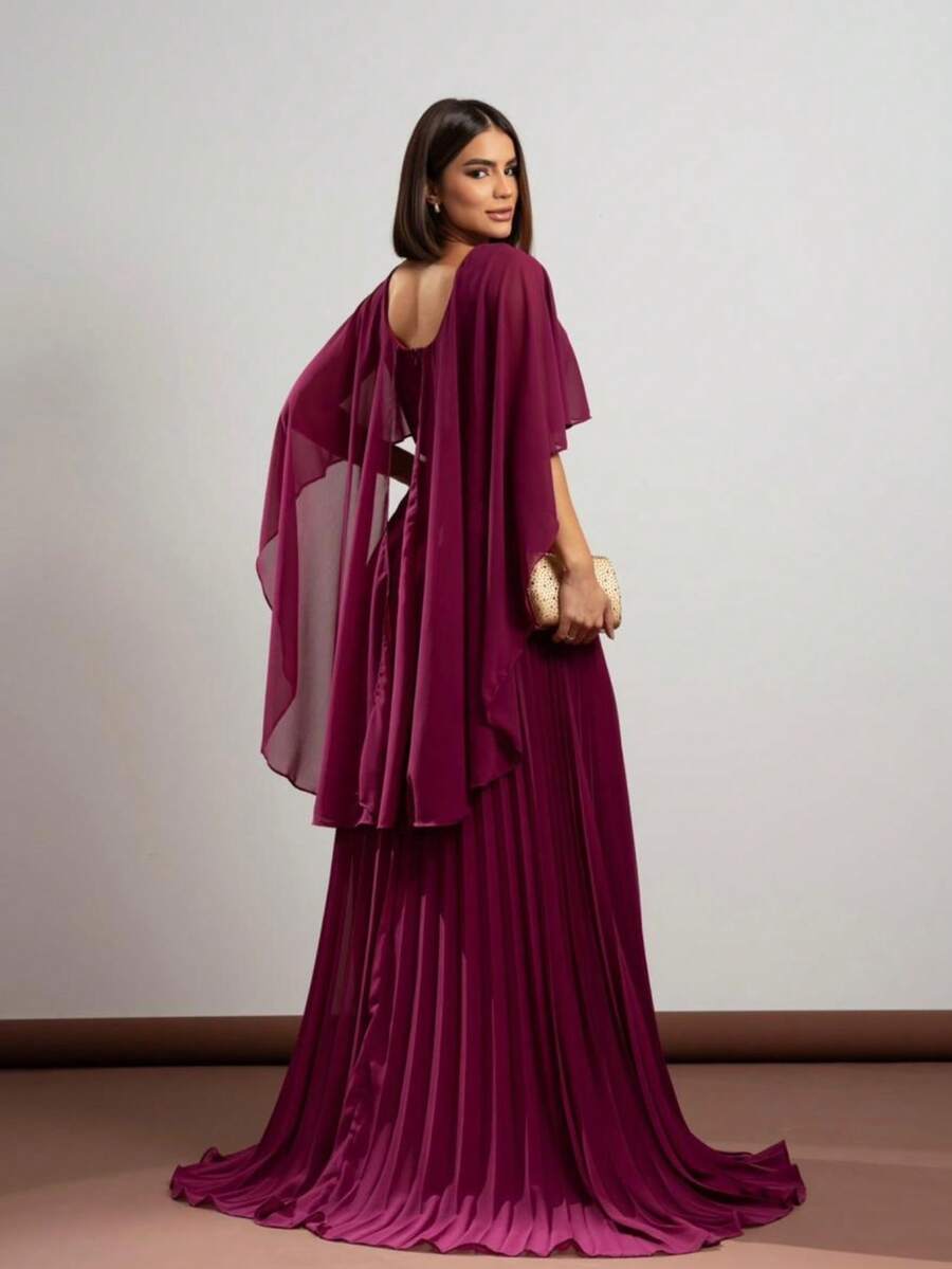 Bridesmaid And Mother Of The Bride Dresses. Elegant Conservative/Modest Zipper Wedding - 紫紅色 - 查看 1