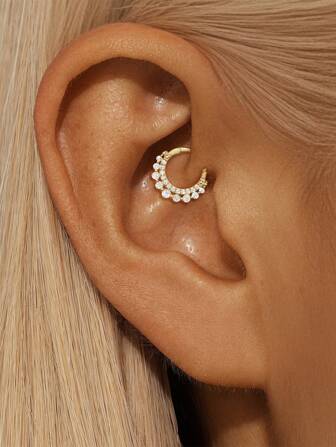 1 szt. Klasyczne podwójne kolczyki z kryształem ze srebra próby 925, kolczyki na chrząstkę, małe kolczyki dla kobiet, odpowiednie do noszenia na co dzień, na ślub, imprezę, zaręczyny, rocznicę, Walentynki