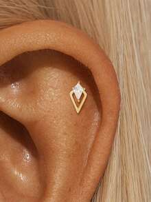 1 件不对称 925 纯银耳钉，女款，防过敏，平背耳钉，适合日常佩戴/派对/礼物，新娘首饰，精美珠宝 - 金色 - 查看 3