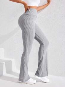 High Waisted Ribbed Flare Yoga Workout Pants, Suitable For Casual, Date Nights, Holidays, Daily Wear, Singles Party, Gym & Fitness, Autumn/Winter