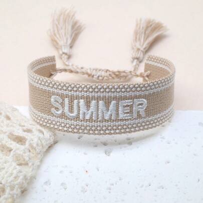 1 pièce de bracelet tissé d'été brodé fait à la main, style décontracté de vacances, convient pour la famille, les amis, les étudiants, les cadeaux de fête, la plage, les voyages, le style bohème