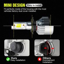 2pcs H4 LED Headlight Bulbs For Car H1 H4 H7 H11 9005/9006 HB3 HB4 Led Bulb 12V 50W Auto Led Fog Light Drving Headlamp 6000K, Without Battery