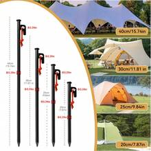 HIKEMAN Extra Strong Tent Stakes 8 Pack, Tent Stake+Storage Bag, - Tent Stakes Heavy Steel Stakes For Ground With Carrying Pouch For Hard Ground Sandy Gravel Outdoor Travelling Hiking, Heavy Duty Tent Stakes With Storage Pouch, Forged Steel Metal Stake For Tent Used On Rocky Place, Grassland - Multicolor - View 4