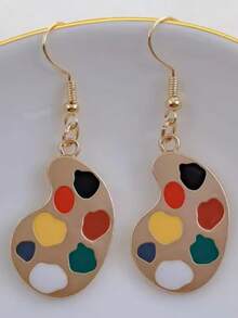 珠宝夸张个性不对称耳环画家画笔调色板滴独特艺术家老师小姐为艺术家 - 彩色 - 查看 6