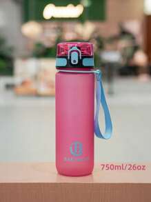 1pc 1000ml/750ml Outdoor Large Capacity Sports Water Bottle, 32oz/26oz, Direct Drinking Mouth Design, Handle Strap, Printed Logo, Plastic Portable Leak-Proof Screw Cap, Suitable For Hiking, Running, Cycling