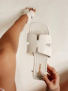 Modieuze platte sandalen voor dames, vierkante neus, open teen, zwarte instapsandalen, veelzijdige lente/zomer nieuwe aankomsten