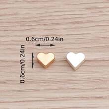30 piezas de pequeñas cuentas con forma de corazón en color plata y oro, adecuadas para hacer manualidades de joyería, collares y accesorios de pulseras