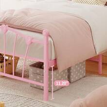 Danolapsi Twin Bed Frame,Metal Platform Bed Frame,Heart Shaped Metal Bed Frame With Headboard And Footboard,Noise Free Kids Bed Frame With Underbed Storage,No Box Spring Needed - Pink - View 6