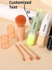 Set di pennelli da trucco personalizzati 4 in 1, set di strumenti cosmetici mini, pennello retrattile per fondotinta, pennelli per trucco portatili