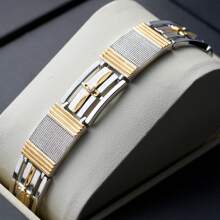 Men's Fashionable And Elegant Cross Charm Beaded Cuff Bracelet, Decorated With Synthetic Cubic Zirconia, Suitable For Daily Wear And Holiday Party Gifts