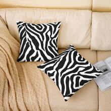 4PCS Zebra Print Pillowcase, Soft Children's Zebra Fur Textured Pattern, Embellished Pillowcase, Black And White Pillowcase, Cushion Cover, Cushion Cover, Universe, No Pillow Core