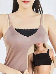 半件套女士蕾丝乳沟遮瑕仿吊带文胸内衣无肩带隐形夹式可调节抹胸