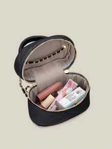 鑽石條紋鏈帶迷你斜挎包，多用途 - 黑色 - 查看 7