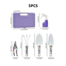 10 件套花卉印花园艺工具套装、浇水壶/铲园艺工具套装、庭院、草坪和手动园艺工具 - 彩色 - 查看 9