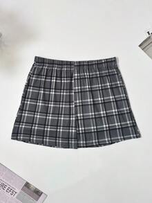 4pcs Men's Plaid Print Drawstring Elastic Waist Loose Shorts, Breathable Soft Casual Sleepwear Pants, Multi-Color Set - Multicolor - View 4